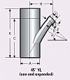 3.5" 16 ga. 304 Stainless Steel YL, 45 x 8.75" CLR